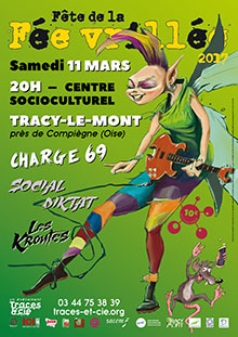 affiche de la Fête de la Fée vrillée #13. Samedi 11 mars  partir de 20h au centre socioculturel de Tracy-le-Mont.