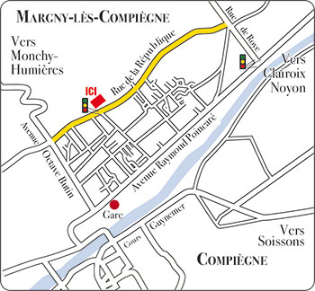 Pour se rendre à la salle municipale de Margny-lès-Compiègne