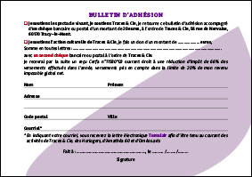 Bulletin d'adhésion Traces & Cie